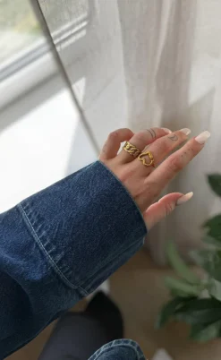 Smykkeli Copenhagen Ring - Big Heart - Gold Colour