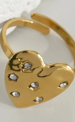 Smykkeli Copenhagen Ring - Chunky Heart - Gold Colour