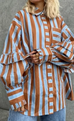 Stories From The Atelier Skjorte - Untitled - Brown/Light Blue