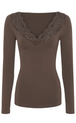 Tim & Simonsen Bluse - Belen V-Lace - Caffe