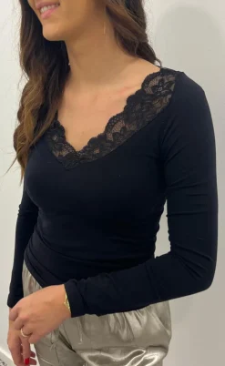 Tim & Simonsen Bluse - Belen V-Lace - Nero
