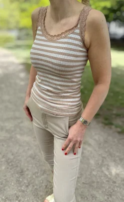 Tim & Simonsen Top - Isa Rib - Nudo/Bianco